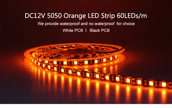 

[Seven Neon]Free shipping flexible DC12V black/white FPBC 5050 orange amber light waterproof 60leds/m led smd strip