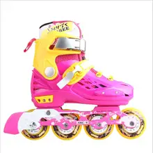 Flash Inline Skates Shoes for Kids Children Roller Skating Shoes Adjustable Single Flashing Wheel Free Skating Patines adjustable carbon fiber shoes for kids speed skates shoes roller skating children inline skate boots professional