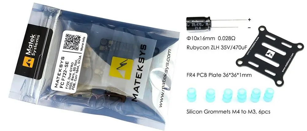 Controlador de Vôo com Osd Preta para rc Matek Sistema Duplo Gryo Bec Atual Sensor Caixa Drone F722-se f7 3 Matek sistema F722-SE f7 duplo gryo controlador