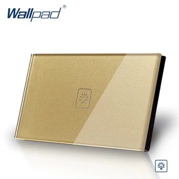 

1 Gang Dimmer Smart Home AU US LED 118*72mm Wallpad Crystal Gold Crystal Glass Dimmer Touch Screen Wall Switch Free Shipping