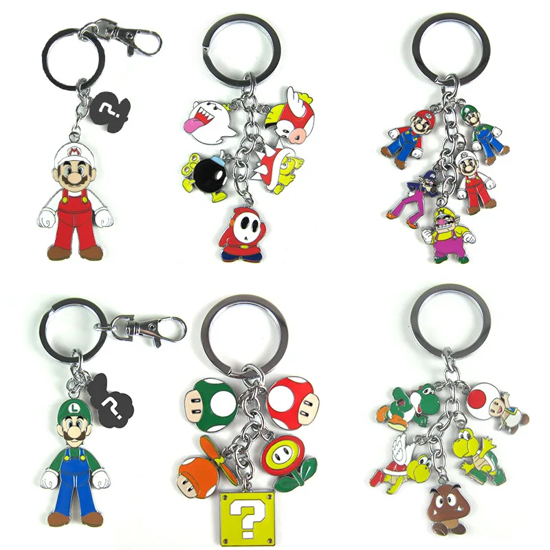 

Game Super Mario Bros Luigi cos keychain fashion novelty funny 5 pendant colorful metal key chain Chaveiro Llaveros little gifts