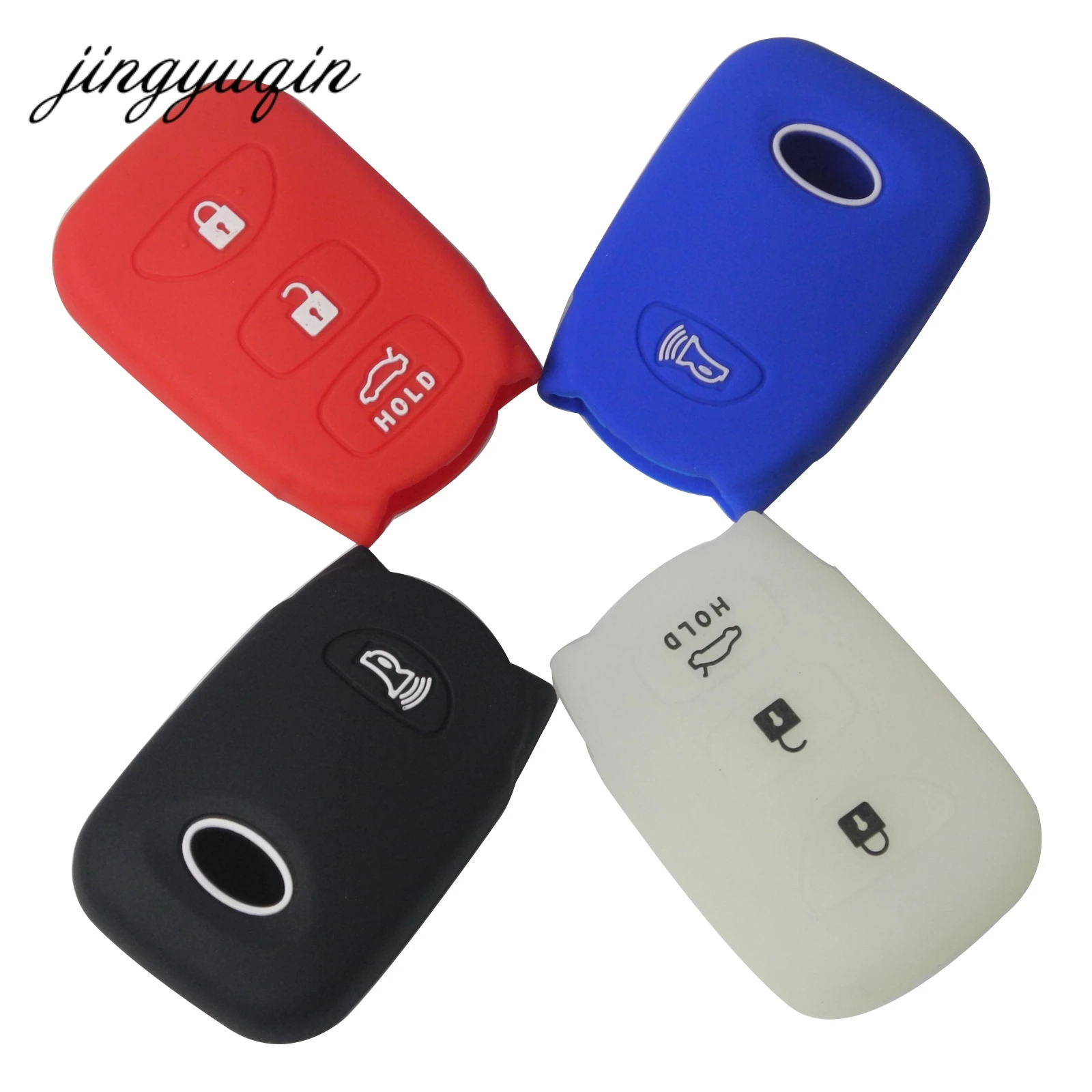 

jingyuqin 4 Button Remote Silicone Key Case for Hyundai Sonata Elantra Fit KIA Cerato Sorento Spectra Optima Forte Keyless Cover