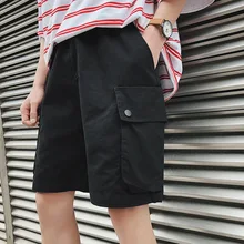 Модные хлопковые шорты мужские с карманами летние прямые шорты хип-хоп до колена Короткие Hombre