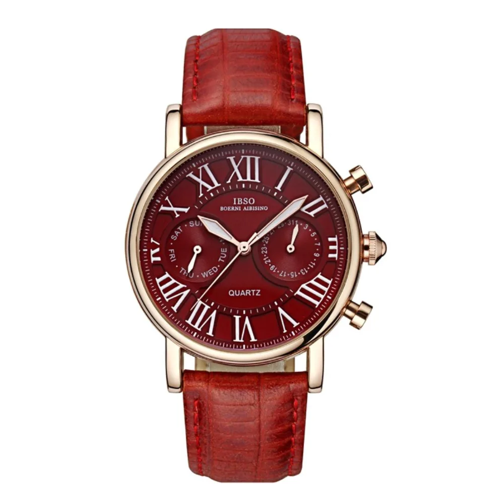 Повседневные мужские часы IBSO с датой и большим циферблатом, римская цифра, розовое золото, 6819