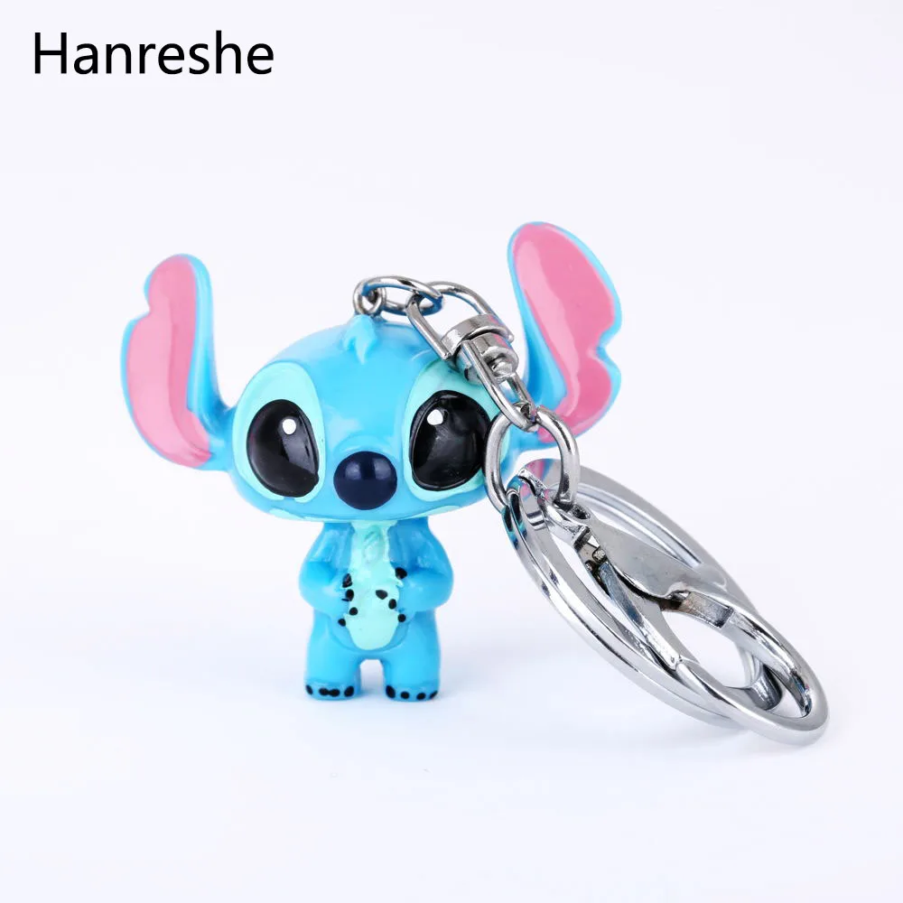 

Lilo and Stitch Cute Keychain Jewelry Metal Blue Charm Pendant Cartoon Stainless Steel Key Ring Fashion Cosplay Gifts for Boy