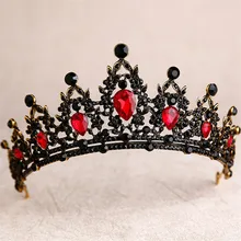 DIEZI барокко черный красный Стразы диадема в виде короны невесты оголовье кристалл для свадьбы свадебная диадема Королева Корона аксессуары для волос