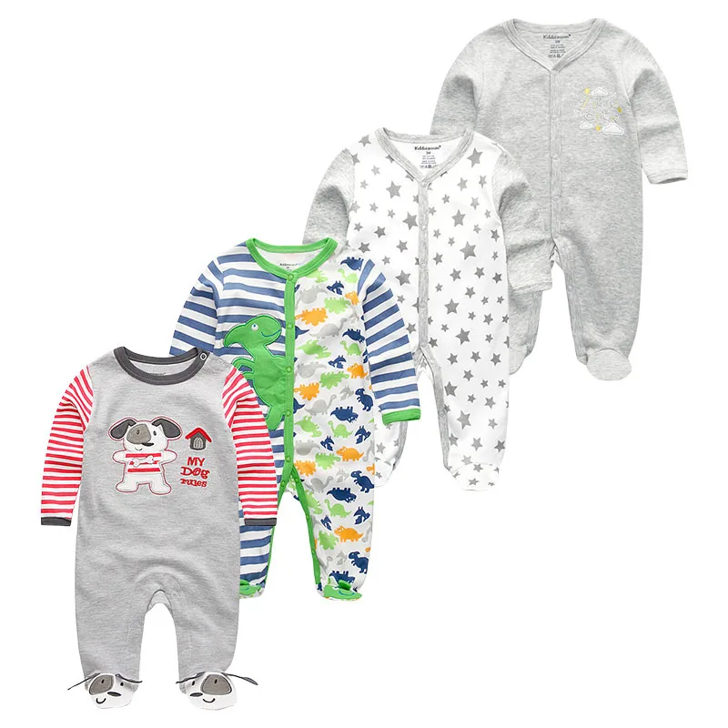 4 шт. Костюмы комплекты детская одежда для новорожденных девочек Roupas de bebe мальчиков 0-12 м Мода Полный Sheeve детские комбинезон пижамы menina для мальчиков - Цвет: Clothing Sets4112