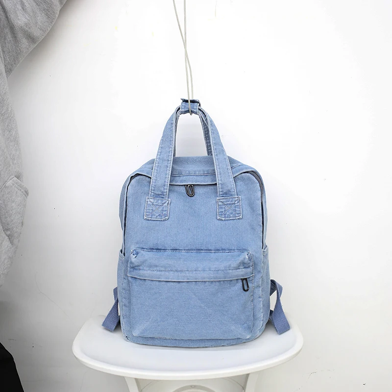 Janespri Women Vintage Washed Denim Jean Backpack Girls Fashion Multifunctional Travel Shoulder Bags Big Campus Mochilas Bolsa  (17)
