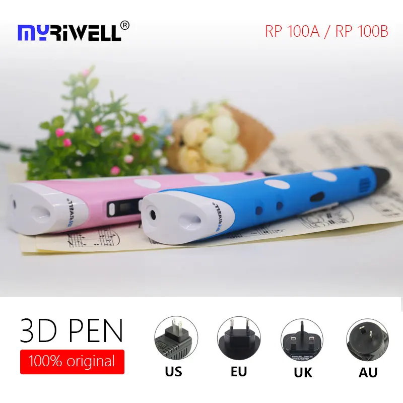 Ручка myriwell 3d rp 100a 100b 1 75 мм abs filamen pla пластиковая 3 d печатная ручка умный детский