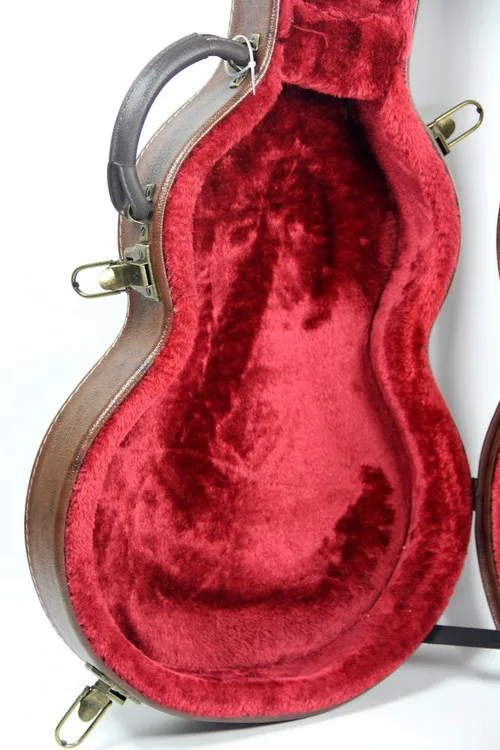 

High-grade electric guitar special leather case, brown spotted red plush.Free shipping