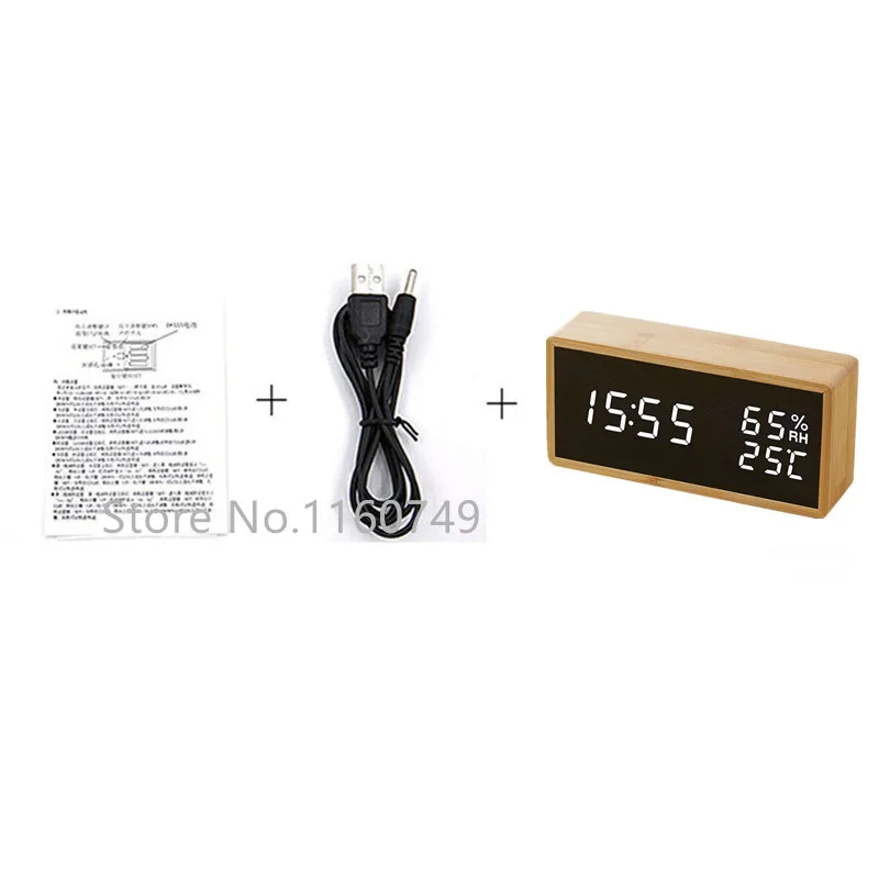Modern Sound Control LED Alarm Clock Wooden Watch Despertador Temperature Humidity Electronic Desktop Digital Table Clocks Modern Sound Control LED Alarm Clock Wooden Watch Despertador Temperature Humidity Electronic Desktop Digital Table Clocks