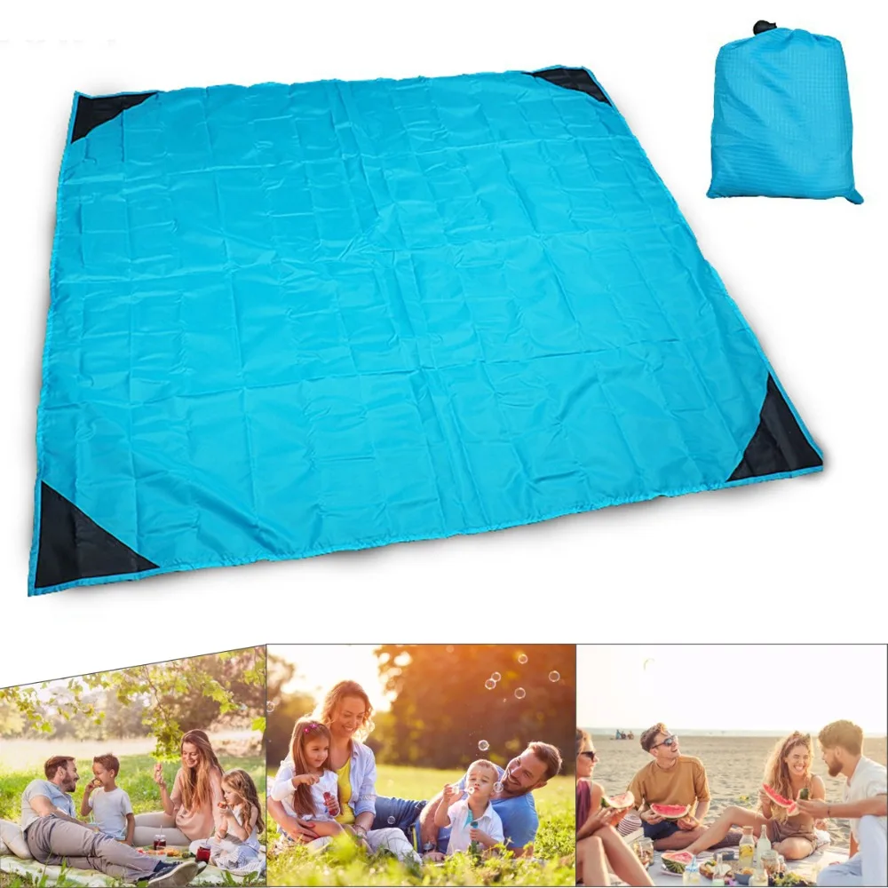 buy 140x150cm Portable Large Size Outdoor Waterproof Beach Sand Mat Camping Picnic Pad Mattress Drawstring Quick Storage Blanket