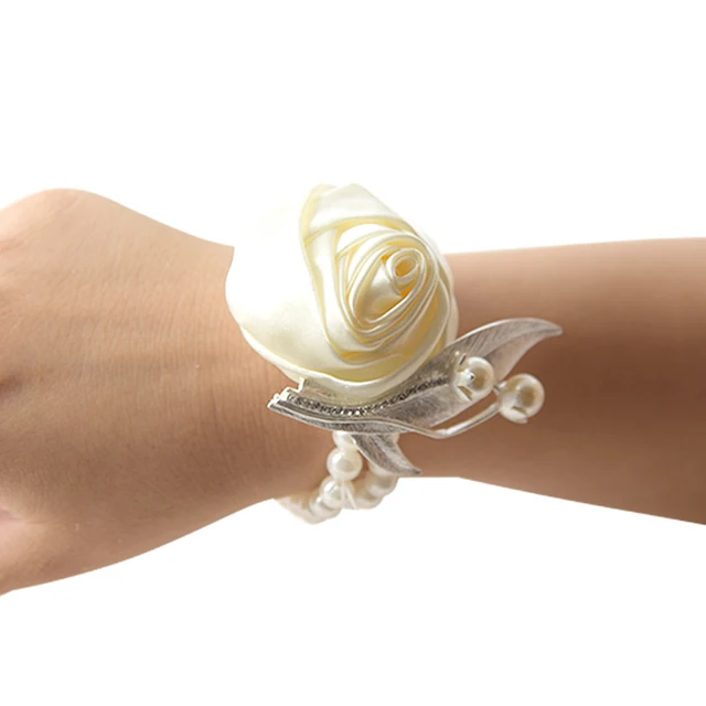 Silk Flower Bracelet Prom Hand Flowers Wedding Bride Bridesmaid Wedding