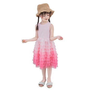 

Baby Layered Dresses For Girls Children Sundress Summer Princess Party Dress Kids Sleeveless Gradual Dress 2 4 6 8 9 10 12 Years