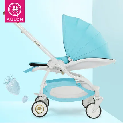 AULON, детская коляска, переносное кресло на колесах, зонт, автомобиль, четыре колеса, складная коляска, детская коляска, тележка, может сидеть и лежать - Цвет: blue