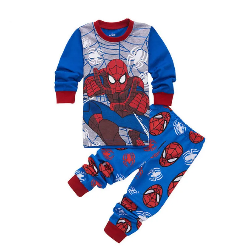 Marvel/пижамы для мальчиков с человеком-пауком; хлопковые детские пижамы с героями мультфильмов; одежда для сна; Пижамный комплект для маленьких детей; комплект одежды для маленьких мальчиков с Бэтменом