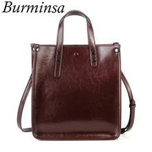 Burminsa женские сумки из натуральной кожи, Женская Большая вместительная сумка-тоут, женские сумки через плечо, винтажные сумки с верхней ручкой