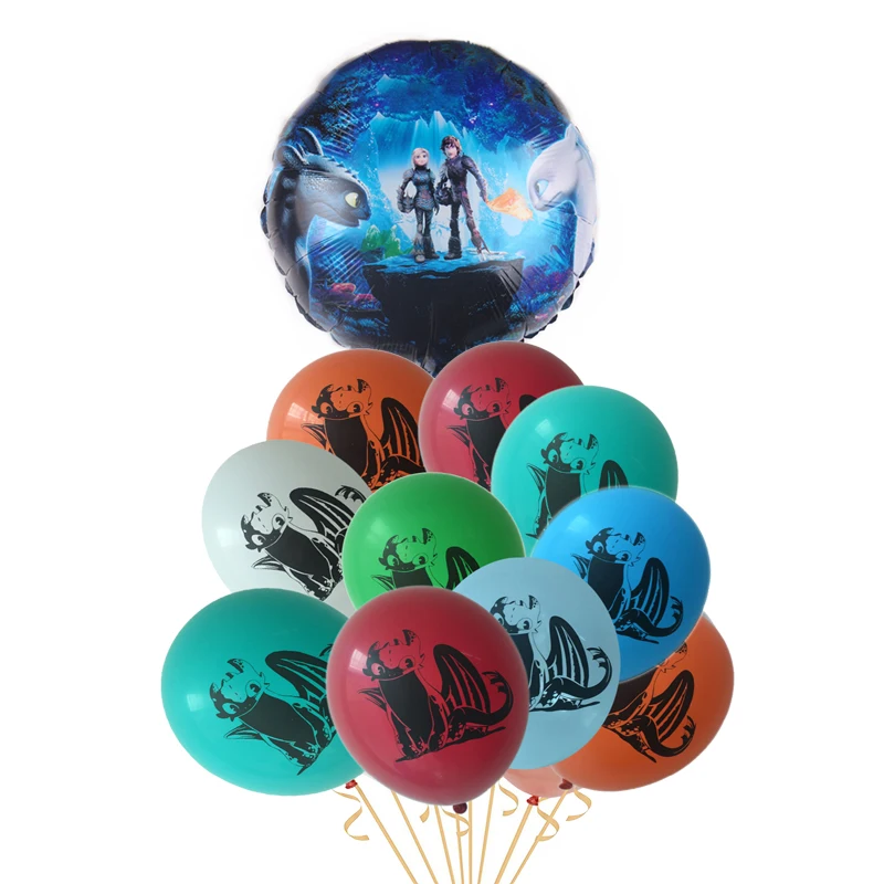 

11pcs How to Train Your Dragon Latex Foil Balloons Black Dragon Toothless Ballons Birthday Party Theme Hero Decorative Kids Toys