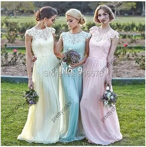 Garden Chiffon Spring Lace Bridesmaid Gowns Maid Of Honor Gown With Garden Chiffon Spring Lace Bridesmaid Gowns Maid Of Honor Gown With Cape Sleeves Floor Length Zipper