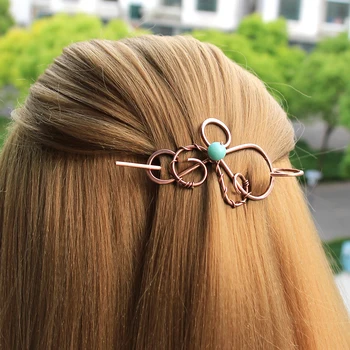 

Unique Vintage Flower Shaped Copper Small Hair Pin Stick Women Hair Ornaments hair accessories for women Boho Ponytail Holder