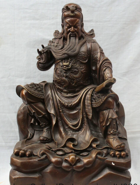 

JP S0524 20 China Chinese Fengshui 100% Bronze Guan Gong Yu Warrior God Reading Statue