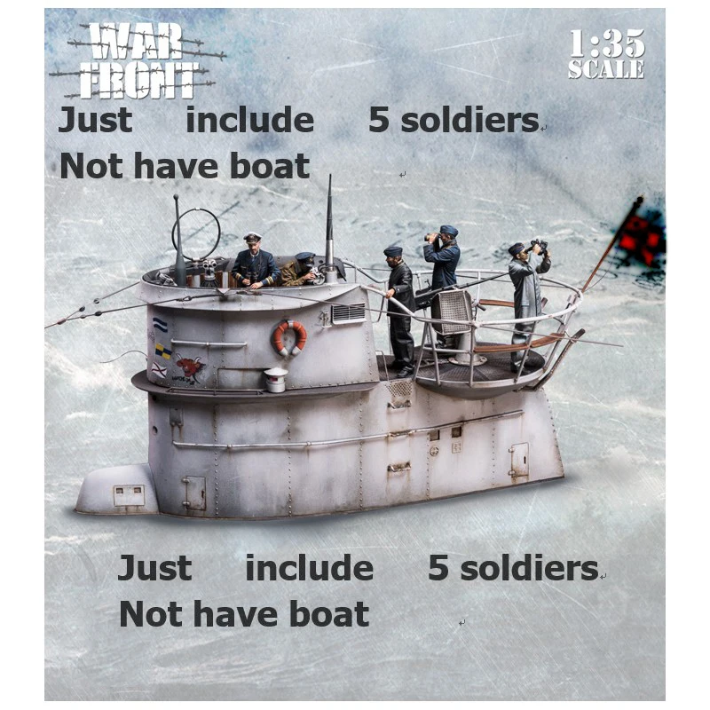

New Unassembled 1/35 U-BOAT 5 soldiers Resin Kit DIY Toys Unpainted resin model
