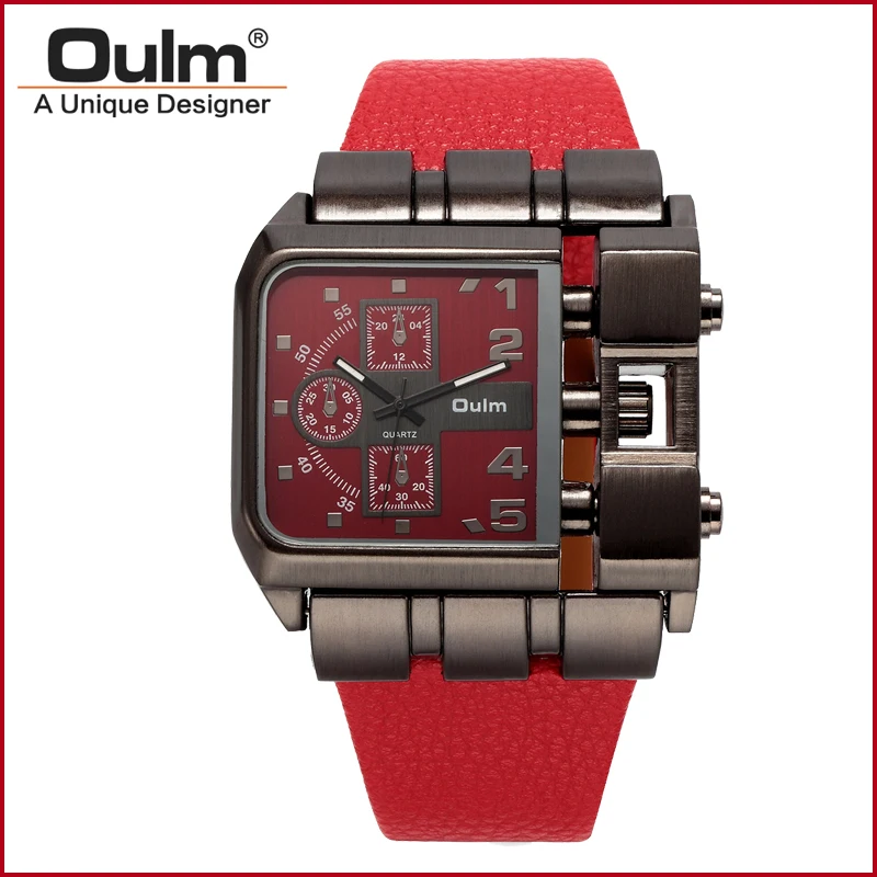 font b Oulm b font 3364 Quartz Watch with Leather Band Square Dial Famous Brand