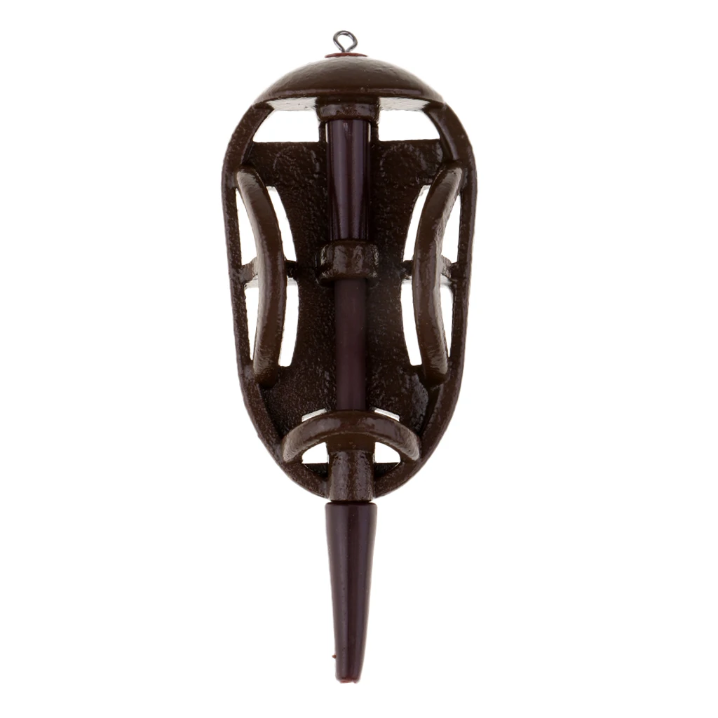 1 Piece Metal Alloy Carp Fishing Tackle Inline Flat Method Feeder with Fishing Bead Set Cutout Lead Sinker Design Feeder Methods