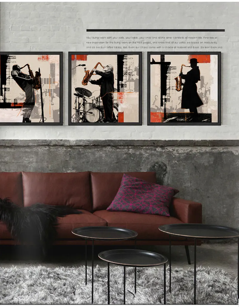 Рок-Джаз саксофон выступления плакат домашний Декор стены искусства 3 шт. Холст Искусство Бар Кафе спальня гостиная кухня Декор