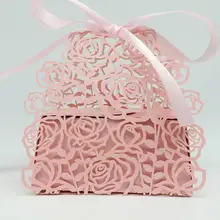 Полые прямоугольные лазерная резка розы невесты/жениха Конфеты Подарочная коробка с лентой пользу коробки Прямая с Фабрики Пользовательские Свадебные принадлежности#0