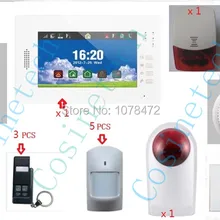 Заказной брендовый 7 дюймов Сенсорный экран GSM SMS домашняя Аварийная сигнализация, охранная сигнализация Поддержка App датчик дыма