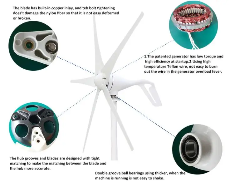 Naier S3 3 лезвия 5 лопаток Генератор 400 Вт ветроэнергетическая турбина с водонепроницаемым контроллера