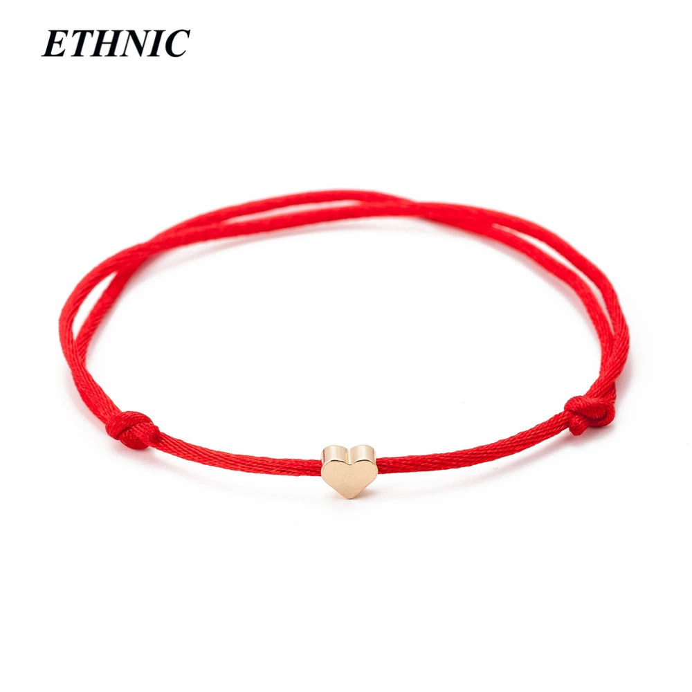 

2018 Red Gold Color Heart Thread String Bracelet For Women Men Handmade Rope Jewelry Dropshipping
