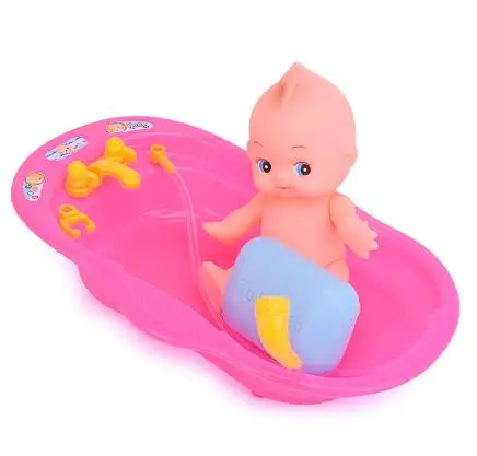 

environmental protection material plastic mini bath tub and cute baby doll bath toy for children Water toys for kids gift