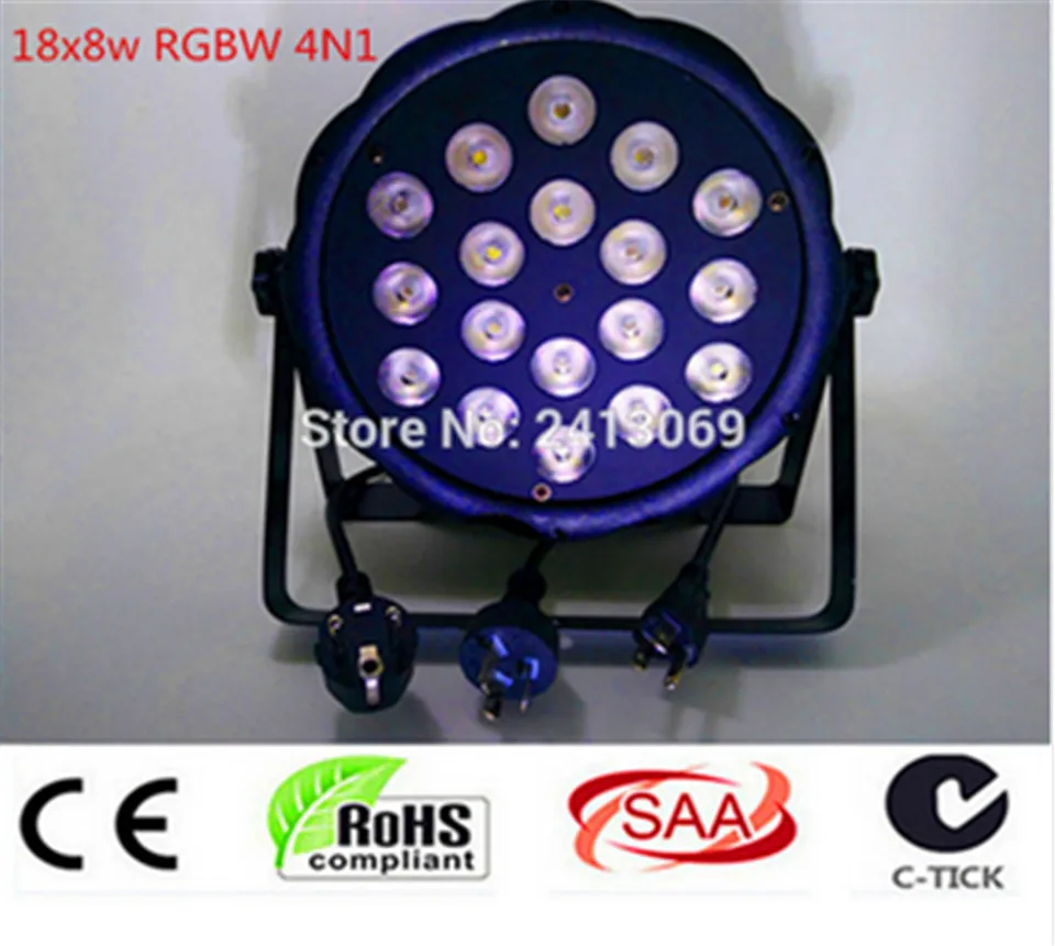 

New 2017 18x8W RGBW 4in1 RGBW 4IN1 LED Flat Par RGBW Color Mixing LED DJ Wash Light Stage Uplighting KTV Disco DJ DMX512