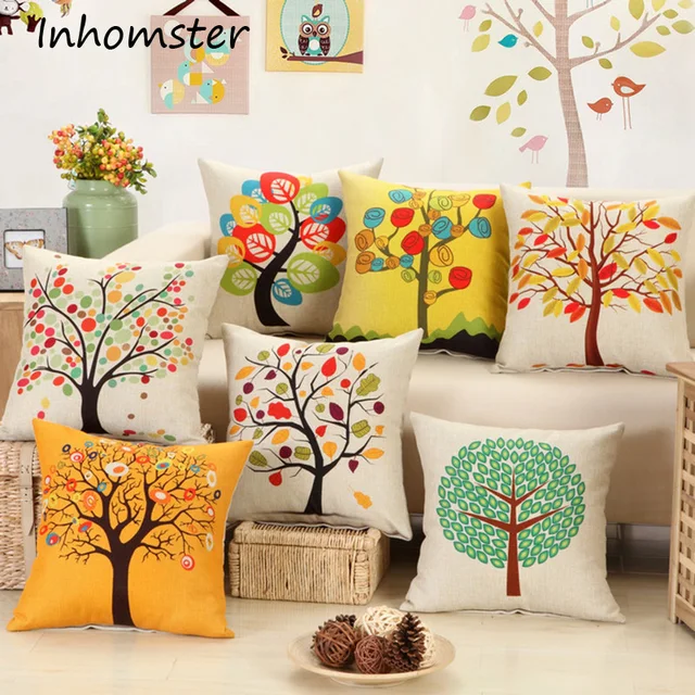 Digital Print Cushions Without Insert Tree Birds Yellow Design Sofa New Decorative Pillows With Birds Digital Print Cushions Without Insert Tree Birds Yellow Design Sofa New Decorative Pillows With Birds