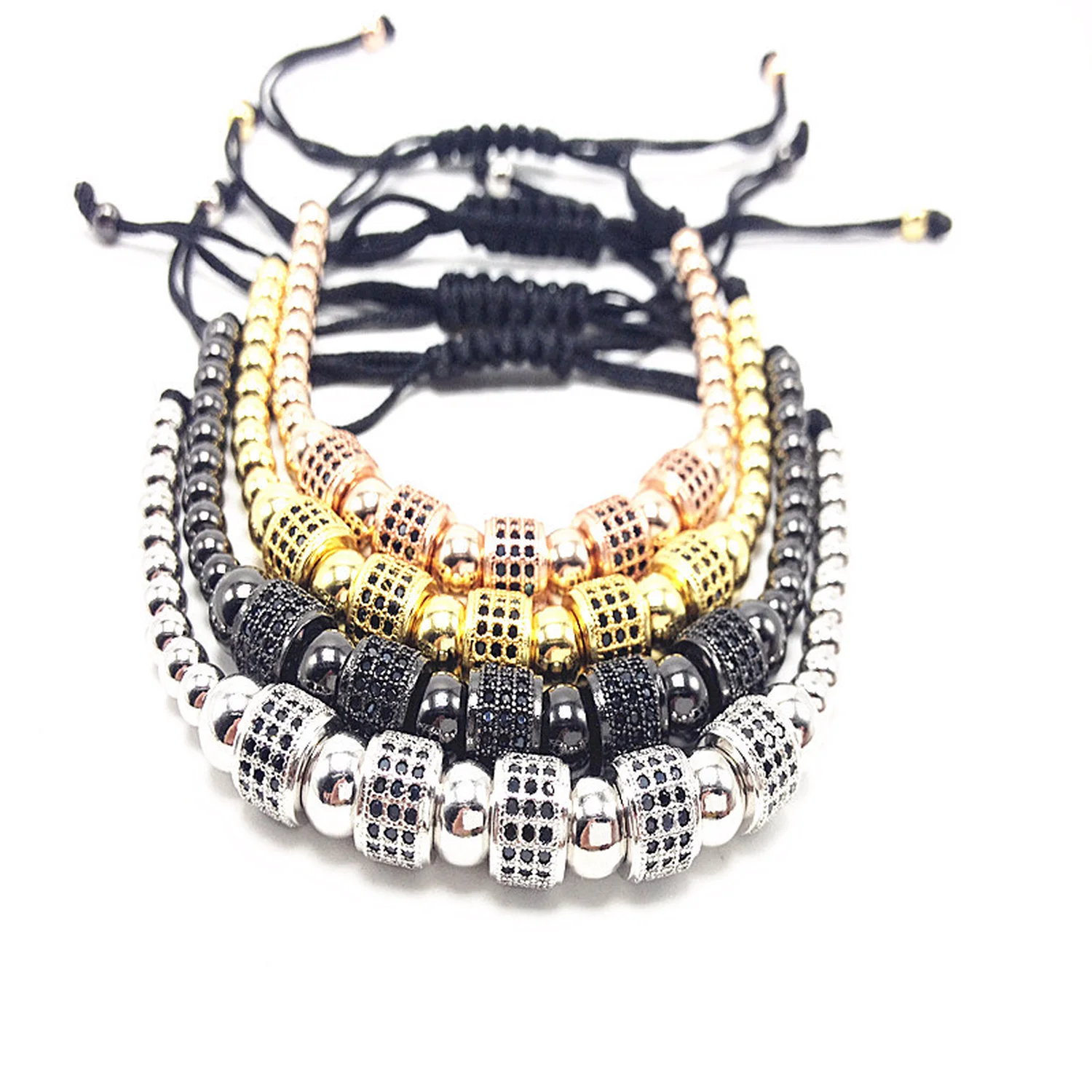 Charm Woman Man Zircon Bracelet Quality 4MM Copper Beads Copper Micro