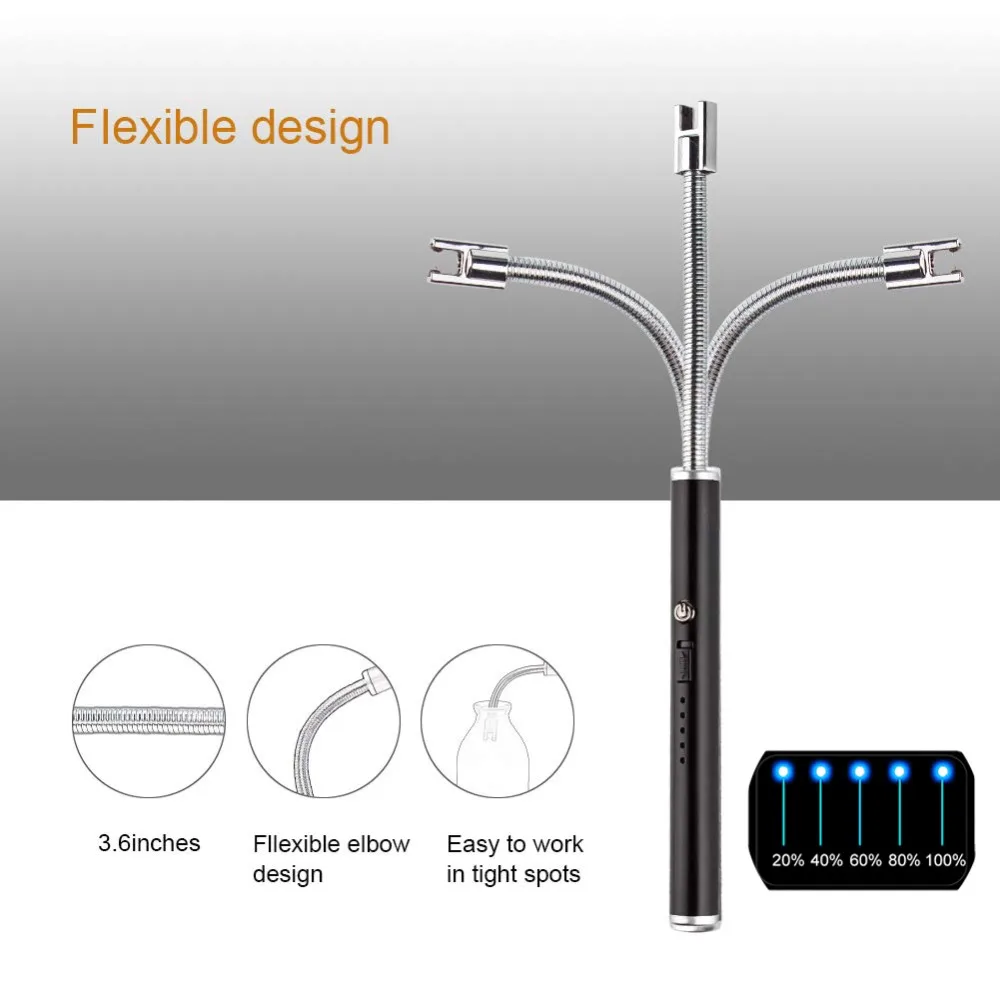 Длинная электрическая перезаряжаемая USB кухонная зажигалка, ветрозащитная Электронная зажигалка для сигарет, плазменная импульсная дуговая Зажигалка для барбекю, беспламенная зажигалка