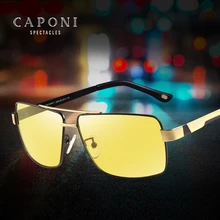 Мужские солнцезащитные очки из CAPONI сплава, фотохромные очки для вождения, дневное и ночное видение, Поляризованные желтые линзы, очки BSYS031