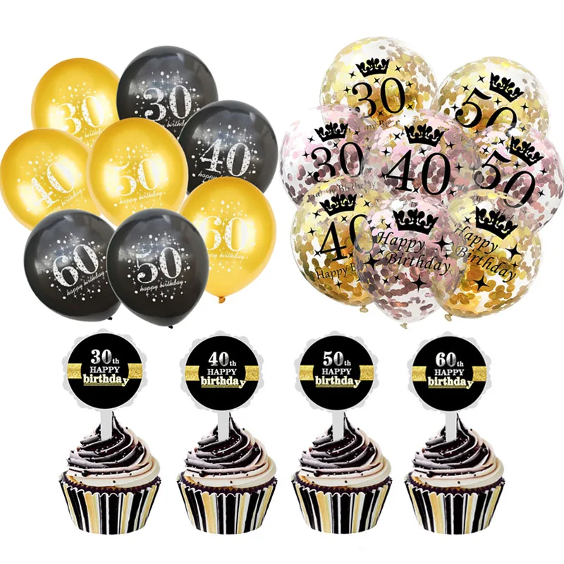 WEIGAO с днем рождения 30 воздушные шары Золотой/черный воздушный шар "Конфетти" 30 цифр шары Большой 30 день рождения украшения для взрослых