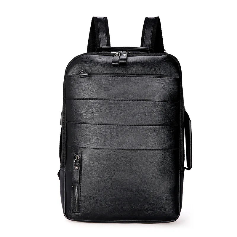 Повседневный мужской рюкзак с USB зарядкой для путешествий, рюкзак для ноутбука, школьный мужской рюкзак, мягкая кожаная сумка