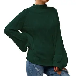 Негабаритный женский осенне-зимний свитер Повседневный длинный рукав круглый вырез слоеный трикотаж с рукавами пуловер Топы Одежда Mujer