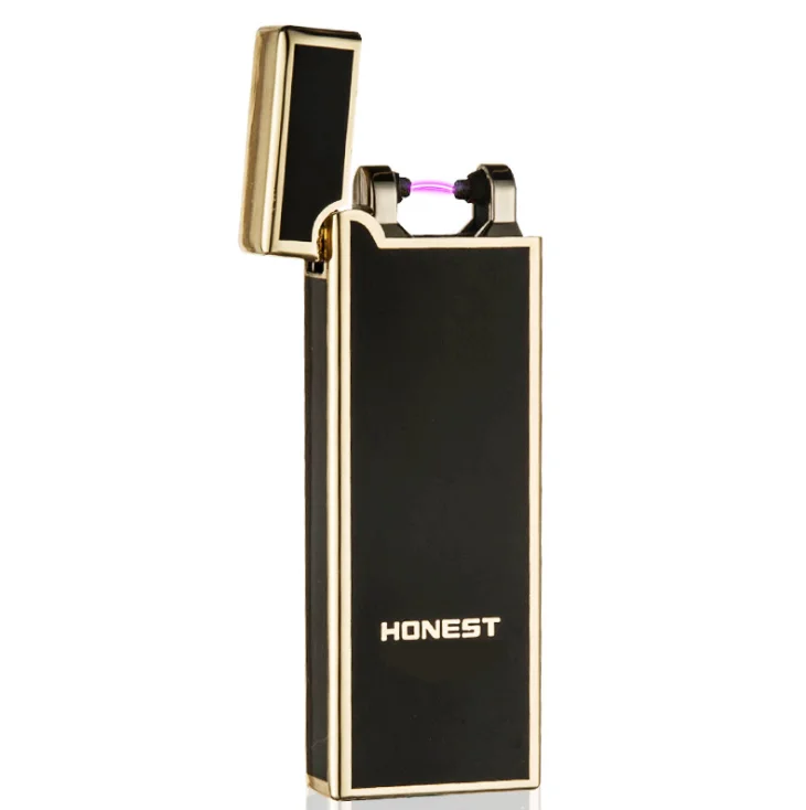 

Luxury PING Sound Electronic Cigarette Lighter Pulsed Arc Usb Charge Stainless Steel Smoking Cigar Lighter Flameless LFB680