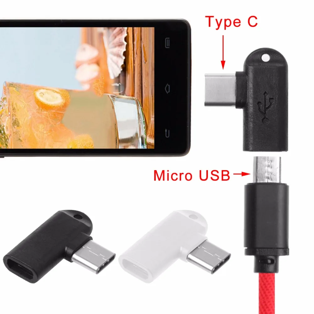 

OPEN-SMART 1Pc 90 Degree Type C Male To Micro USB Female Data Sync Charge Converter Adapter For Android Phones Tablets Laptops