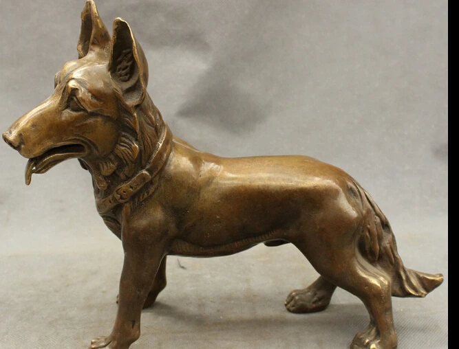 

JP S0606 10" Folk Chinese Bronze Copper FengShui Guard Honest Year Zodiac Dog Statue Set