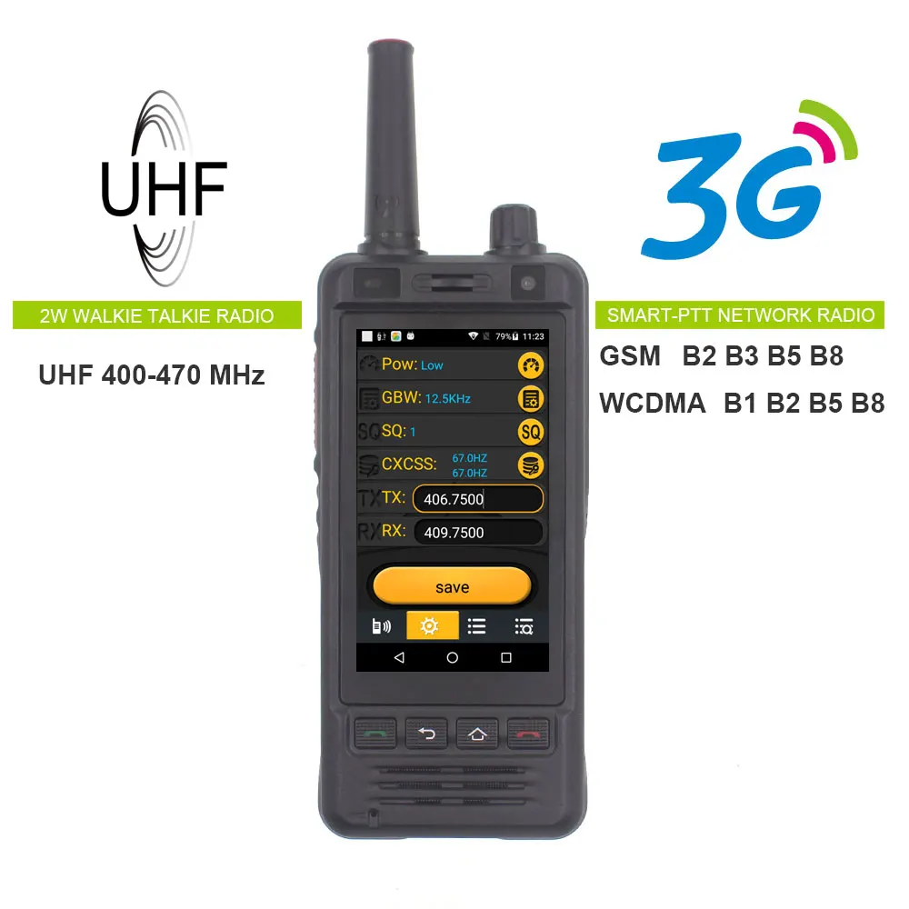 Сетевое радио Anysecu W5 Android 6 0 Телефон IP67 5000 мАч PTT UHF рация Bluetooth Wi Fi GPS реальный