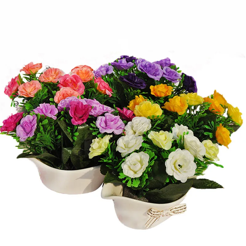 

European Artificial Flower 9 Heads Fake Eustoma Gradiflorus Lisianthus Christmas Wedding Party Home Decorative 5 Colours