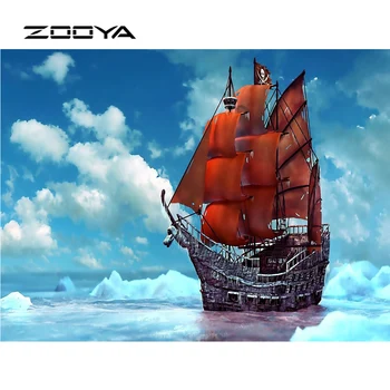 

ZOOYA Diamond Painting Scenic Sky Sailboat Embroidery Diamond DIY Needlework Pattern Rhinestones Decor Diamond Mosaic RF1408