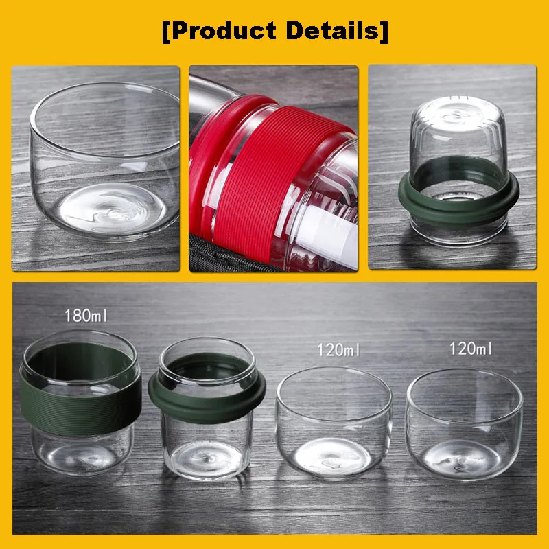 Portátil de alta calidad 420 ml tetera con pequeñas de filtro de vidrio resistente al calor de vidrio taza deportes al aire libre Camping pesca herramientas