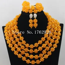 Массивный орангер хрустальный шарик ювелирный набор свадьба в Африканском нигерийском стиле бусины Свадебные Ювелирные наборы